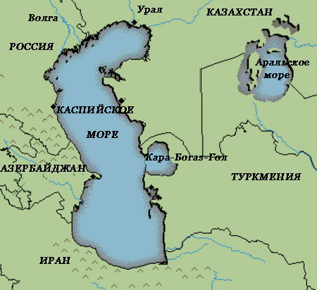 Карта каспийского моря со странами