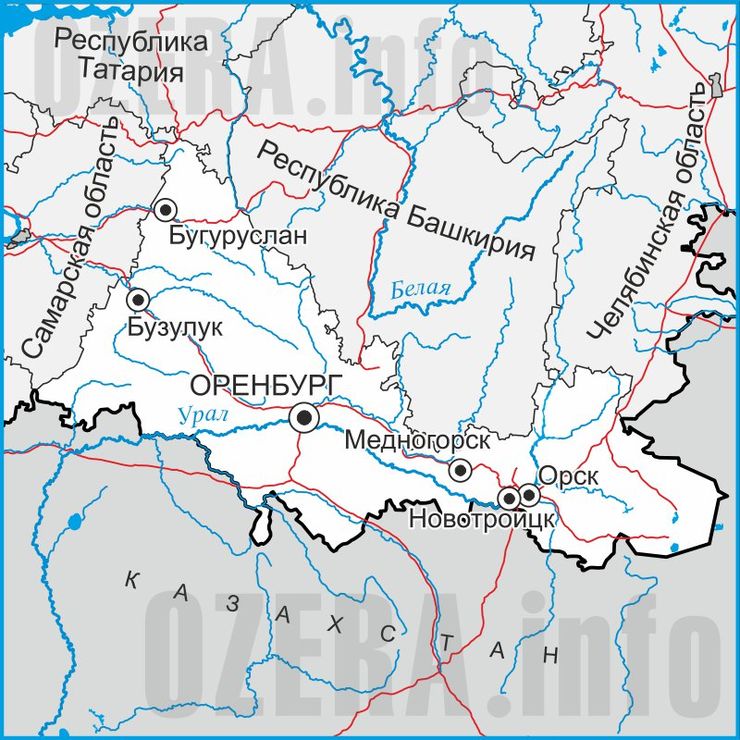 Карта река урал оренбург